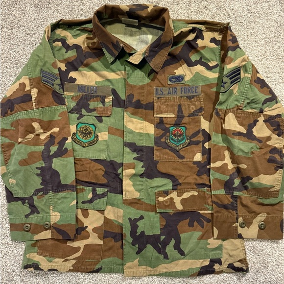 US Military Woodland‎ Camo Combat Coat Medium Short BDU Jacket Hot Weather Patch - Picture 1 of 10